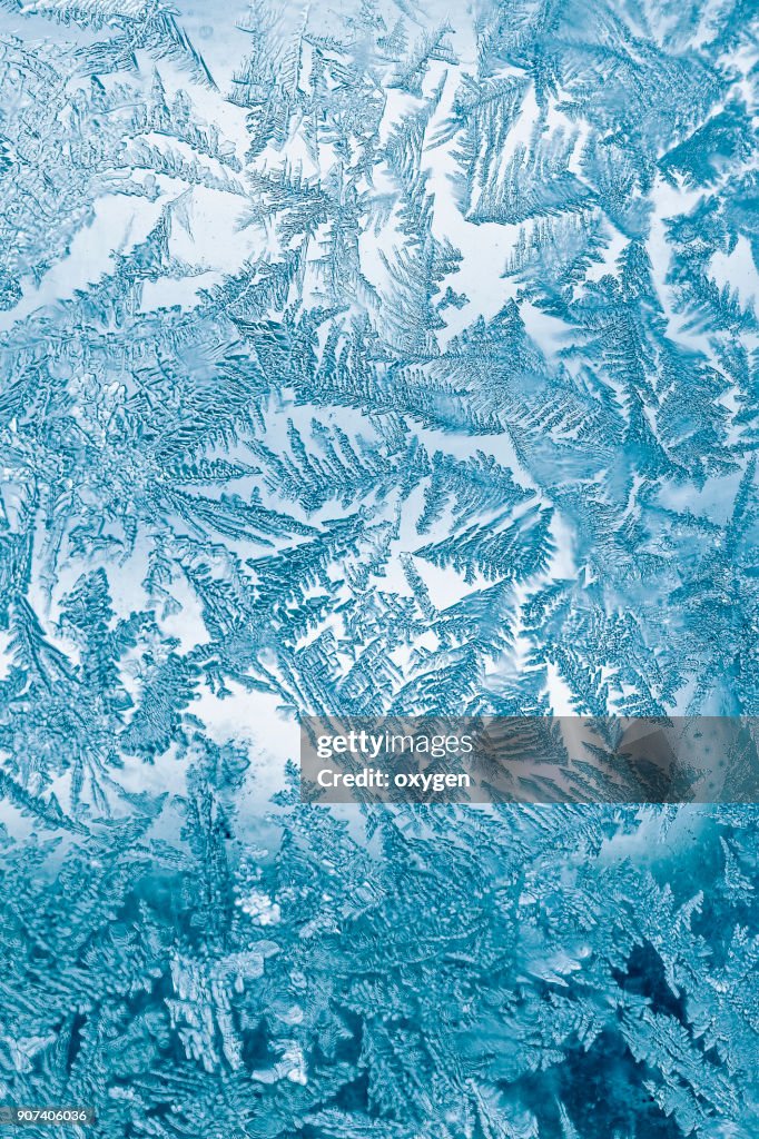 Frost blue pattern on window