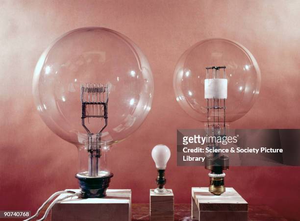 On the left is shown a 10,000 watt lamp, whose filament differs greatly in shape from the oil or gas flames utilised in earlier lighthouse lamps. The...