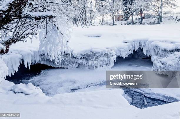 crackes on winter frozen river on altay mountains - legends brunch stock pictures, royalty-free photos & images