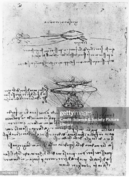 Drawing from the notebooks kept by Leonardo da Vinci illustrating his many speculative and far-sighted designs. Da Vinci is considered the most...