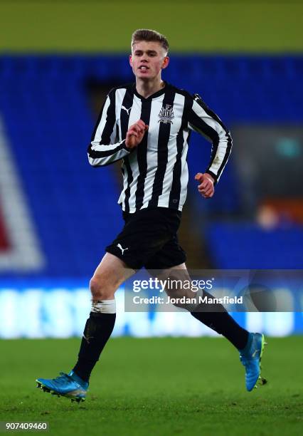 Lewis Cass of Newcastle in action during the FA Youth Cup Fourth Round match between Crystal Palace and Newcastle United at Selhurst Park on January...