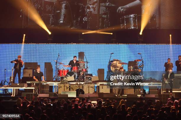 Musical Mumford & Sons performs onstage during iHeartRadio ALTer Ego 2018 at The Forum on January 19, 2018 in Inglewood, United States.