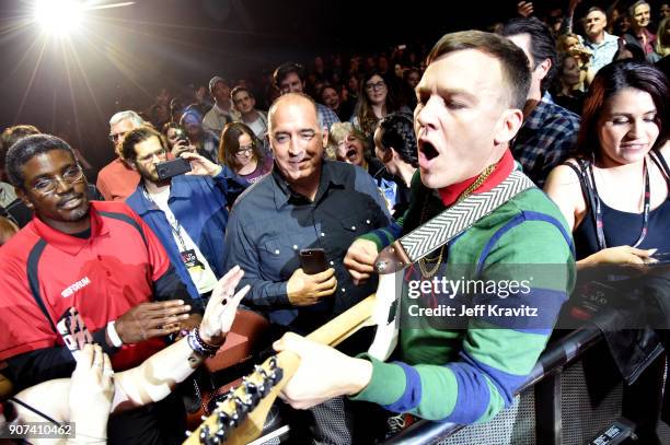 Brad Shultz of Cage the Elephant performs during iHeartRadio ALTer Ego 2018 at The Forum on January 19, 2018 in Inglewood, United States.