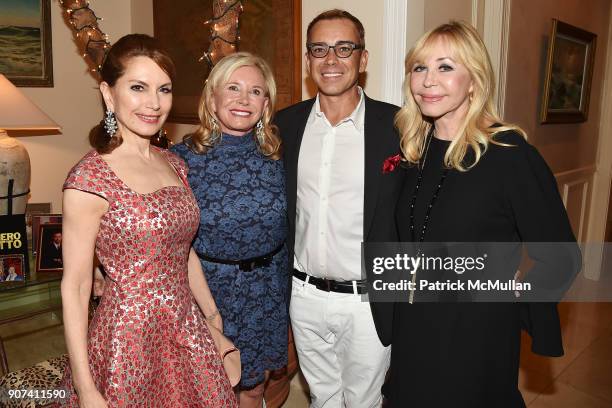 Jean Shafiroff, Sharon Bush, Ray Bouderau and Ava Roosevelt attend Mrs. Ava Roosevelt, philanthropist and author of The Racing Heart, hosts one...