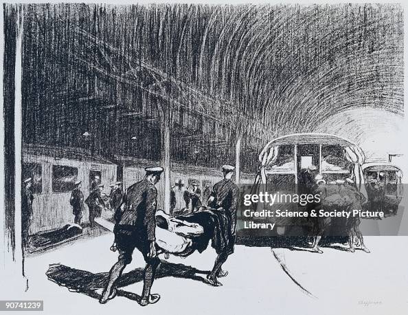 Detraining in England, c 1914-1918. Detraining in England, c 1914-1918.