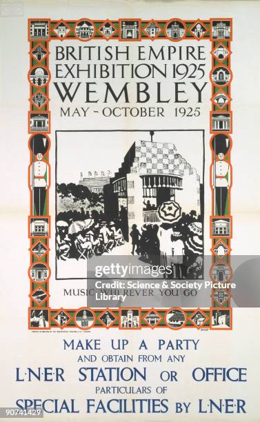 Poster produced for the London & North Eastern Railway to promote the second season of the British Empire Exhibition in Wembley, London, which was...