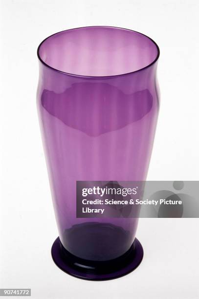 Lead glass coloured with manganese, made by James Powell and Sons Ltd. These coloured glasses are obtained by adding salts, generally oxides, of...
