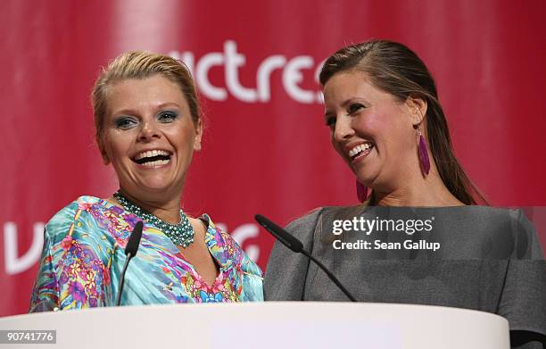 Actress Anne Sophie Briest speaks after she received the Victress Award from Dana Schweiger at the Victress Day Gala 2009 on September 14, 2009 in...