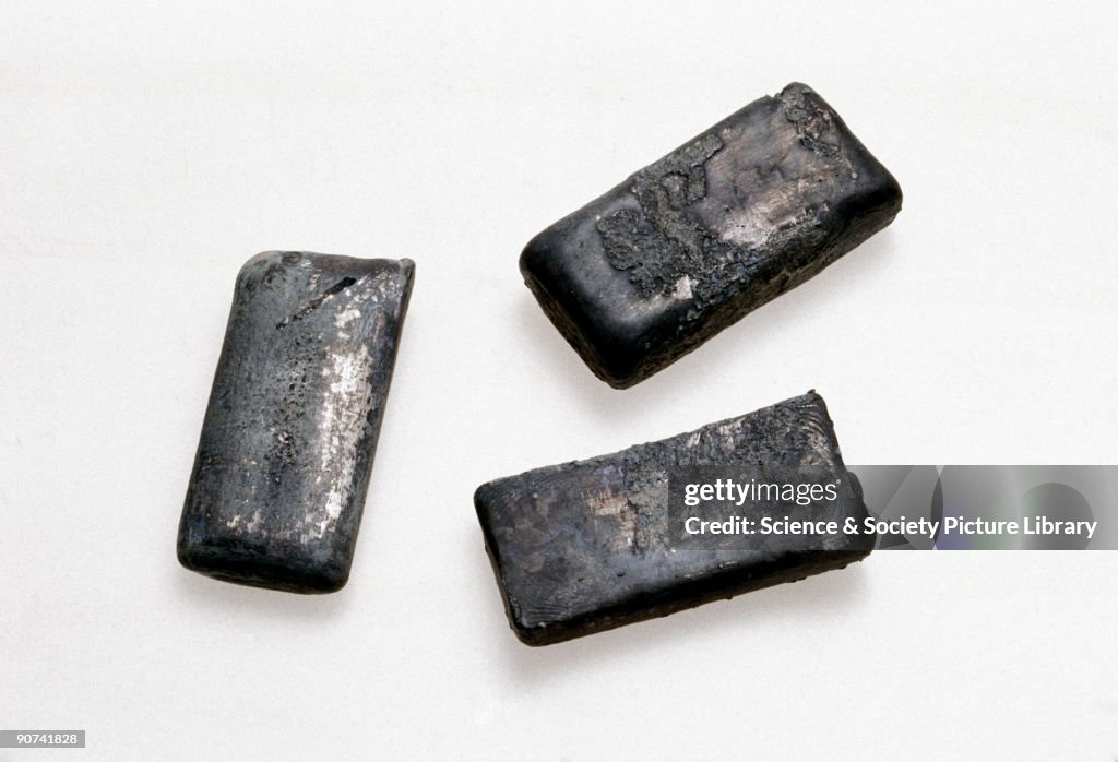 Lead ingots, mid 19th century.