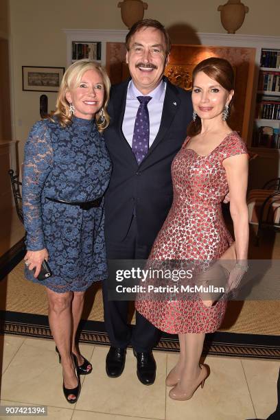 Sharon Bush, Mike Lindell and Jean Shafiroff attend Mrs. Ava Roosevelt, philanthropist and author of The Racing Heart, hosts one hundred guests at...