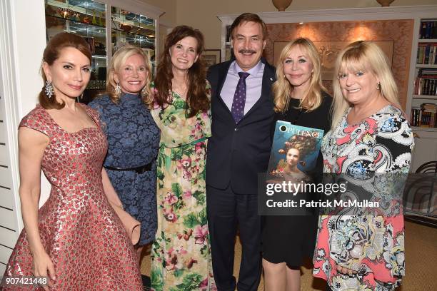 Jean Shafiroff, Sharon Bush, Kendra Reeves, Mike Lindell, Ava Roosevelt and Robin Jay attend Mrs. Ava Roosevelt, philanthropist and author of The...
