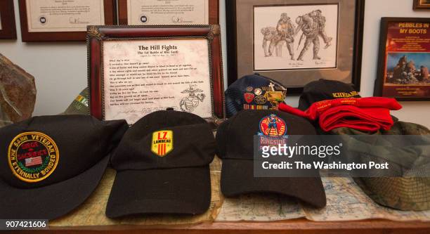 Former Naval Chaplain Ray Stubbe, of Wauwatosa, Wi. Keeps a room of his home filled with memorabilia from the Siege of Khe Sanh in Viet Nam 50 years...