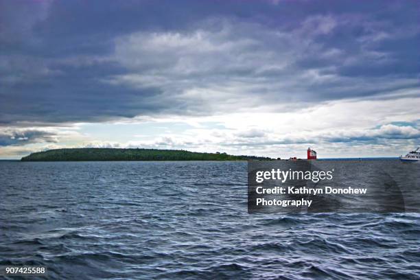 mackinac island-view - lake huron stock pictures, royalty-free photos & images