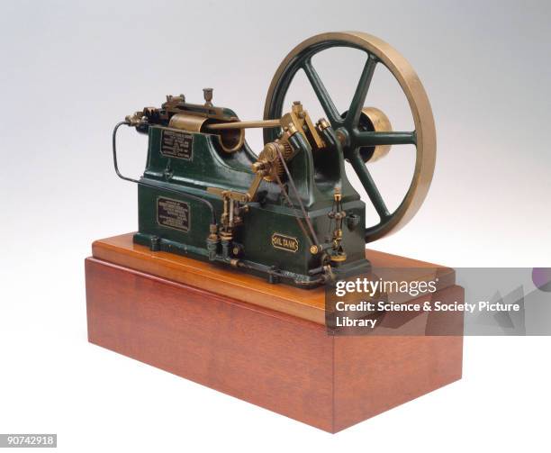 Model of the original crude oil automatic ignition engine designed by Herbert Akroyd Stuart . Stuart was a mechanical engineer and manager of the...