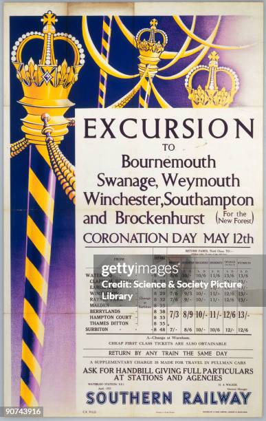 Excursion to Bournemouth, Swanage, Weymouth, Winchester, Southampton and Brockenhurst'. Colour notice produced for the Southern Railway to promote...