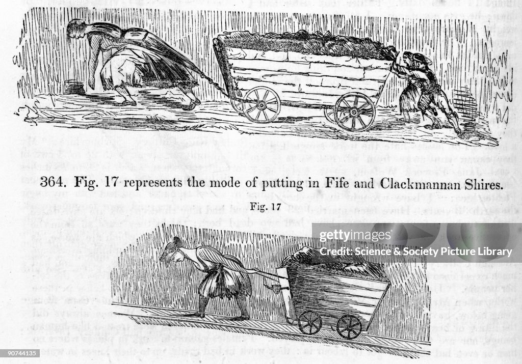 Putting in mines in Mid and East Lothian, Scotland, 1842.