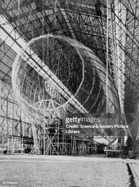 The skeleton of the LZ 126 airship. The skeleton of the LZ 126 airship. A photograph from the official album of the Zeppelin Naval Airship Company,...