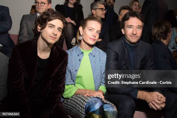 Actor Timothée Chalamet, Natalia Vodianova and Antoine Arnault attend the Berluti Menswear Fall/Winter 2018-2019 show as part of Paris Fashion Wee...