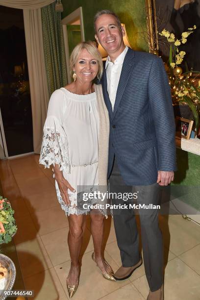 Sean Bianca and Michael Arendt attend Mrs. Ava Roosevelt, philanthropist and author of The Racing Heart, hosts one hundred guests at her Palm Beach...