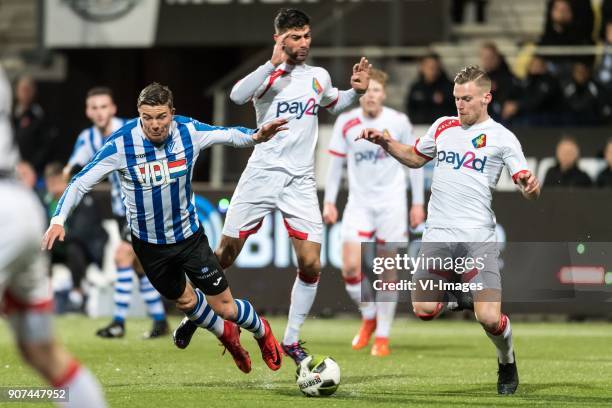 Mart Lieder of FC Eindhoven, Mohammed Osman of Telstar, Toine van Huizen of Telstar during the Jupiler League match between Telstar and FC Eindhoven...