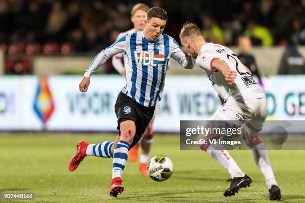 Mart Lieder of FC Eindhoven, Toine van Huizen of Telstar during the Jupiler League match between Telstar and FC Eindhoven at the Rabobank IJmond...