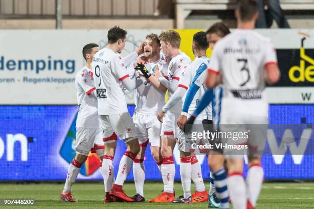 Telstar celebrate the goal of Melvin Platje of Telstar during the Jupiler League match between Telstar and FC Eindhoven at the Rabobank IJmond...