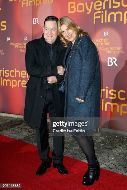 German actor Juergen Tonkel and his wife Eva Tonkel attend the Bayerischer Filmpreis 2017 at Prinzregententheater on January 21, 2018 in Munich,...