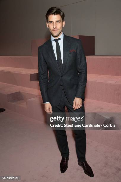 Johannes Huebl attends the Berluti Menswear Fall/Winter 2018-2019 show as part of Paris Fashion Wee January 19, 2018 in Paris, France.