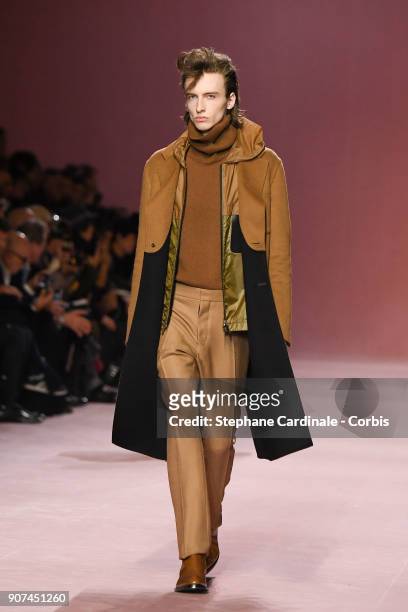 Model walks the runway during the Berluti Menswear Fall/Winter 2018-2019 show as part of Paris Fashion Week January 19, 2018 in Paris, France.