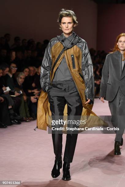 Model Stella Tennant walks the runway during the Berluti Menswear Fall/Winter 2018-2019 show as part of Paris Fashion Week January 19, 2018 in Paris,...
