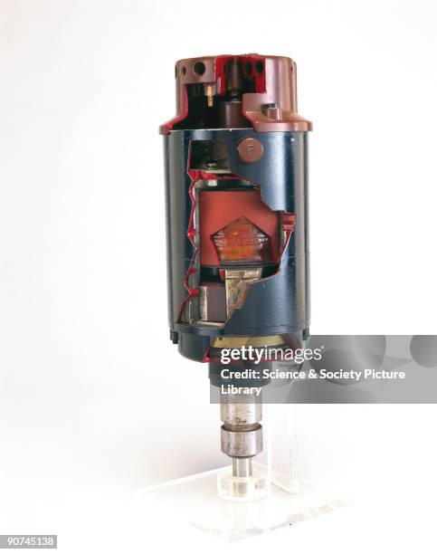 Sectioned. This magneto was specially designed to replace the ignition distributor on engines fitted with coil ignition. It gave a good spark over...