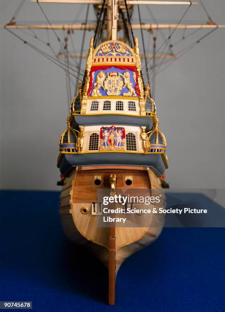 Rigged model . This Swedish 64-gun warship sank on her maiden voyage in 1628, 1500 yards from shore. The cause of her loss was lack of stability,...