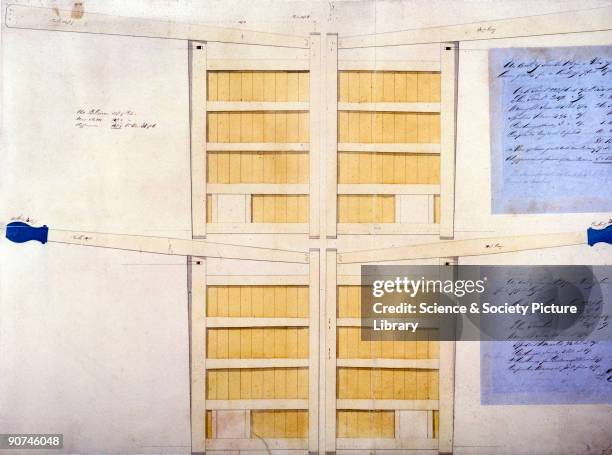 Coloured plan. The first locks on canals in Britain date from Elizabethan times, and the design of locks has changed little since then. A boat enters...