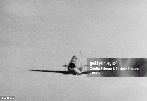 Gloster-Whittle E28/39 in flight, c 1940s. The Gloster-Whittle E28/39 was the first Allied jet aircraft, which first flew briefly on 8 May 1941 while...