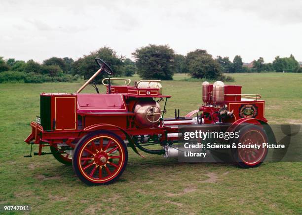 This machine was the first self-propelled petrol motor fire engine used by a public fire brigade. It was delivered to the Finchley brigade in north...
