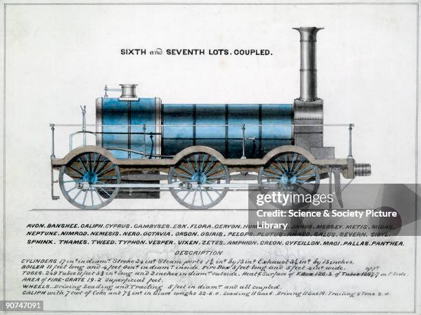 Side elevation drawing taken from the book 'Locomotives of the GWR 1857'. Beneath the image, the names of 40 locomotives built to this specification...