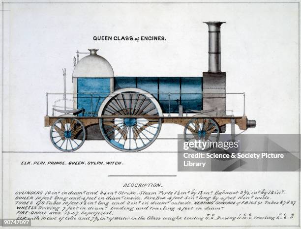 Side elevation drawing taken from the book 'Locomotives of the GWR 1857'. Beneath the image, the names of 6 locomotives of this class built for the...