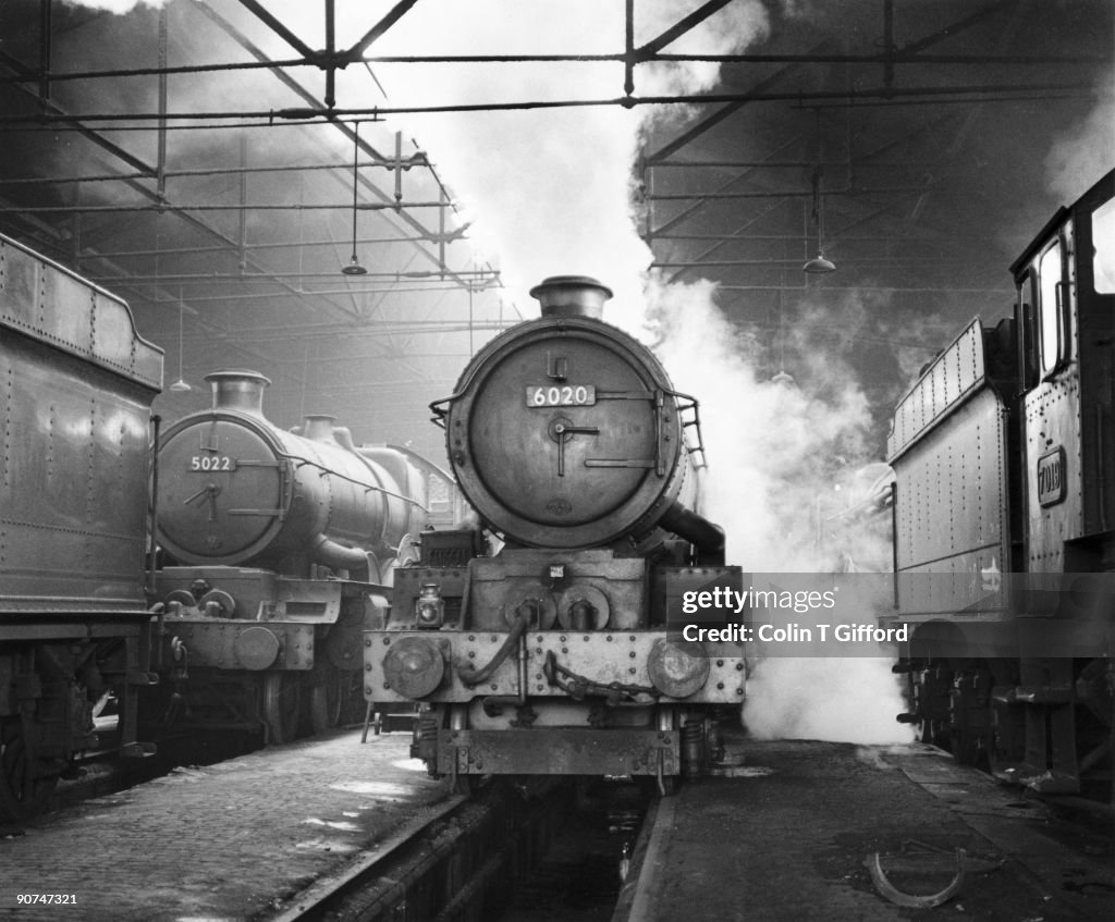 Steam locomotives in the Stafford Road shed, Wolverhampton, 8 October 1961.