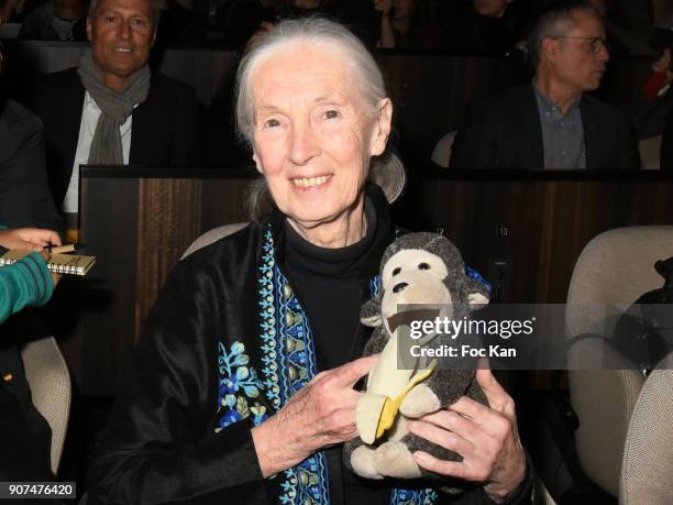 Dr Jane GoodallÊattends 'Jane' National Geographic Documentary on Jane Goodall Premiere at UNESCO on January 19, 2018 in Paris, France.