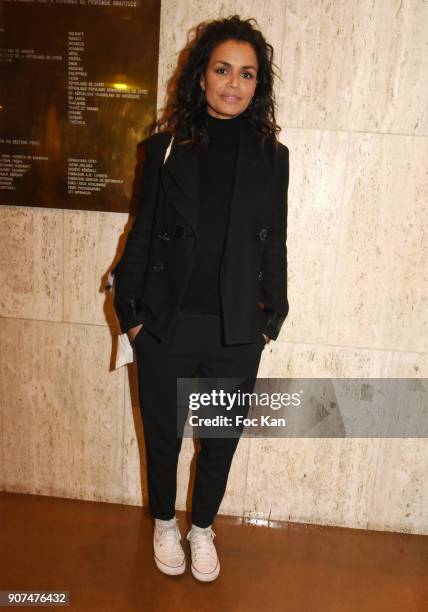 Presenter Laurence Roustandjee attends 'Jane' National Geographic Documentary on Jane Goodall Premiere at UNESCO on January 19, 2018 in Paris, France.