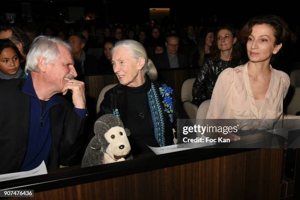 Yann Arthus Bertrand, Dr Jane GoodallÊ and minister Audrey Azoulay attend 'Jane' National Geographic Documentary on Jane Goodall Premiere at UNESCO...