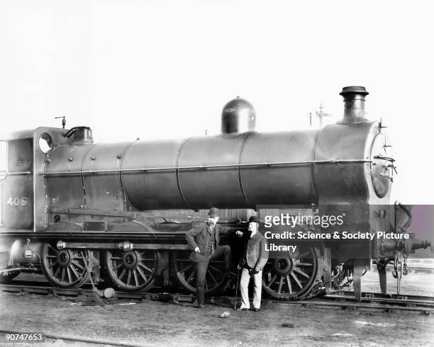 Henry Alfred Ivatt and Archibald Sturrock leaning against a K1 Class 0-8-0 steam locomotive No 405, 30 December 1903. Ivatt joined the London and...