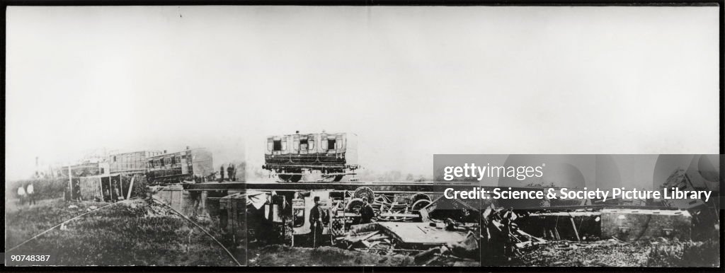 Aftermath of a fatal rail accident at Staplehurst, Kent, 9 June 1865.