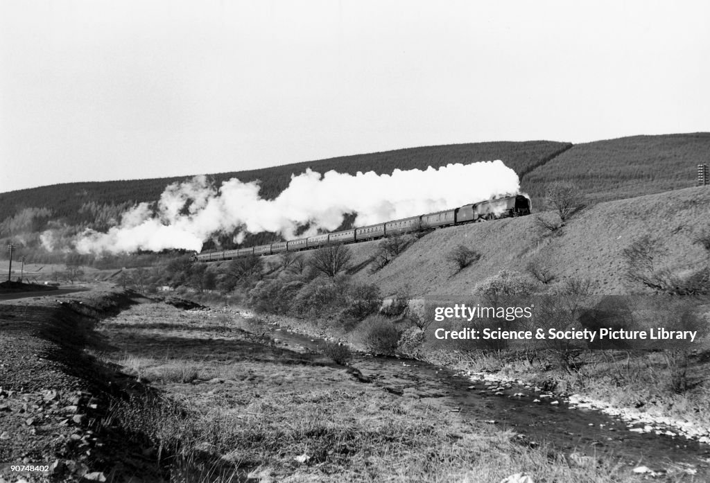 �Queen Mary Coronation Class steam locomotive, Scotland, c 1950s.