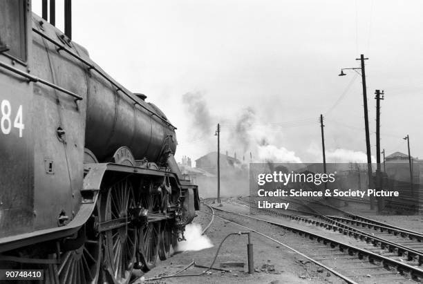 Trigo' A3 Class steam locomotive No 60084 in the foreground at Gateshead sheds, c 1950s. Photograph by Bishop Eric Treacy. Treacy was often allowed...