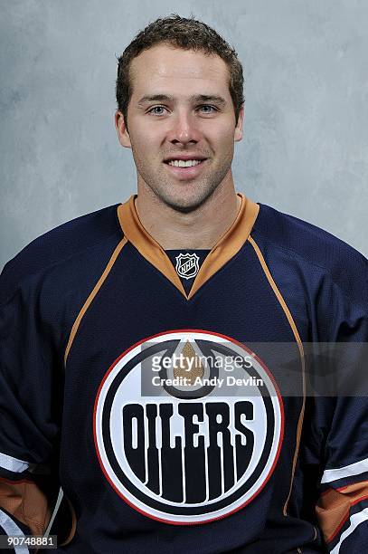 Dustin Penner of the Edmonton Oilers poses for his official headshot for the 2009-2010 NHL season.