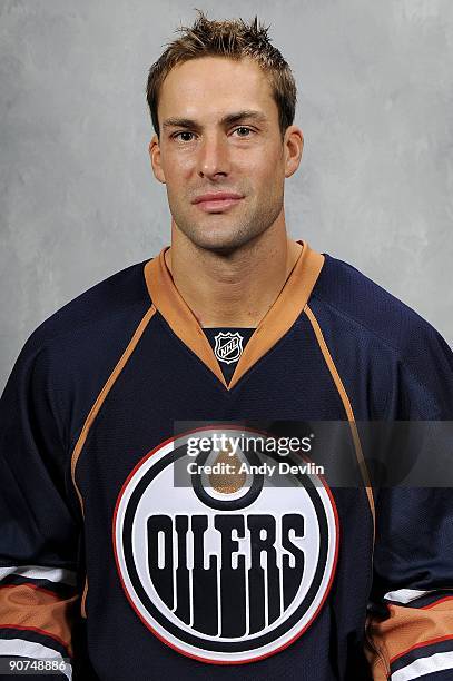 Ethan Moreau of the Edmonton Oilers poses for his official headshot for the 2009-2010 NHL season.