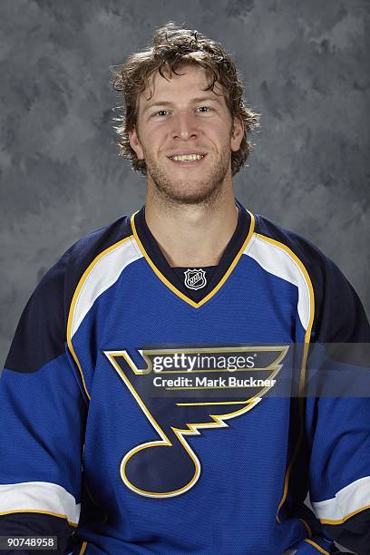 Yan Stastny of the St. Louis Blues poses for his official headshot for the 2009-2010 NHL season.