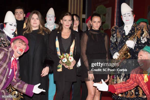 Camille Gottlieb, Princess Stephanie of Monaco and Pauline Ducruet attend the 42nd International Circus Festival in Monte Carlo on January 19, 2018...