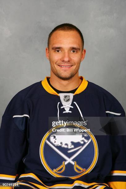 Andrej Sekera of the Buffalo Sabres poses for his official headshot for the 2009-2010 NHL season.